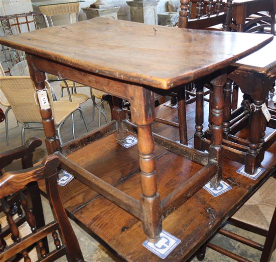 A 17th / 18th century oak side table, W.86cm, D.49cm, H.60cm